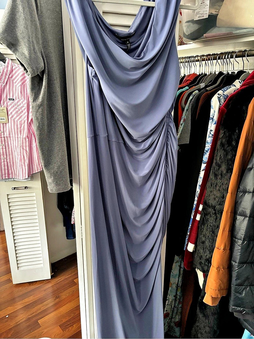 White House Black Market Draped Maxi Dress in Purple Size 18 Like New